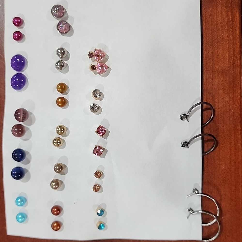 Colorful Stud and Hoop 18 Pr Earring Set